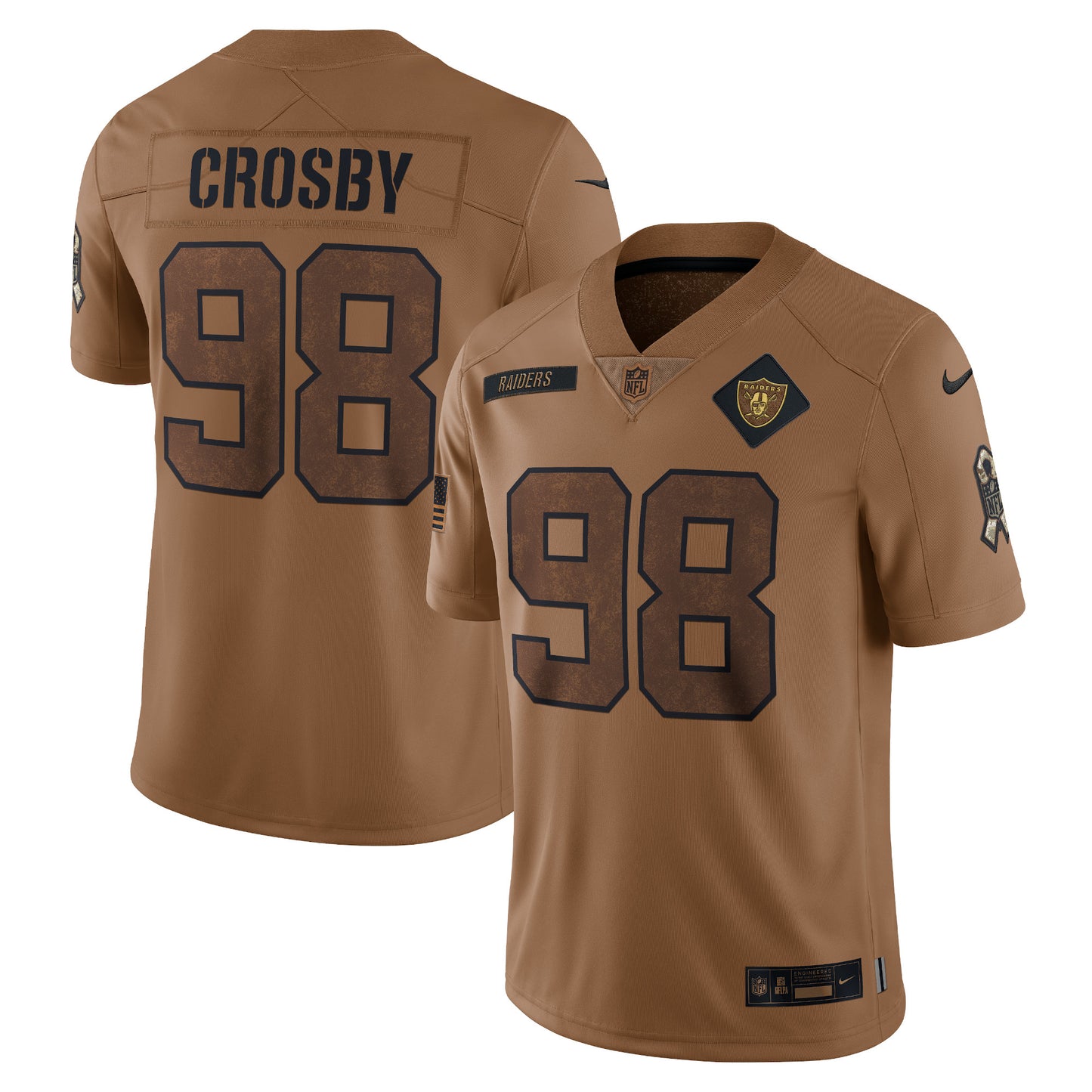 Maxx Crosby Las Vegas Raiders Nike 2023 Salute To Service Limited Jersey - Brown