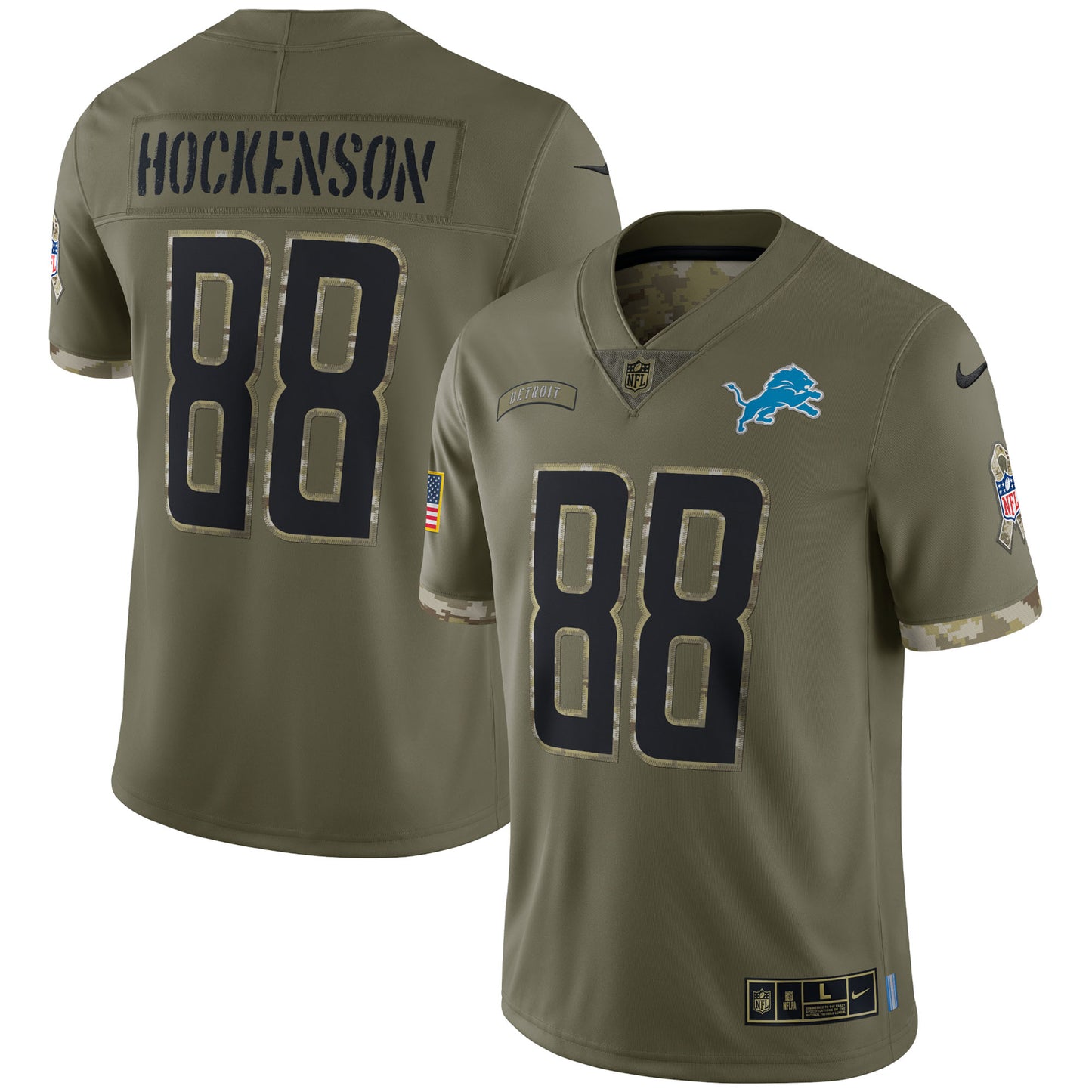 T.J. Hockenson Detroit Lions Nike 2022 Salute To Service Limited Jersey - Olive